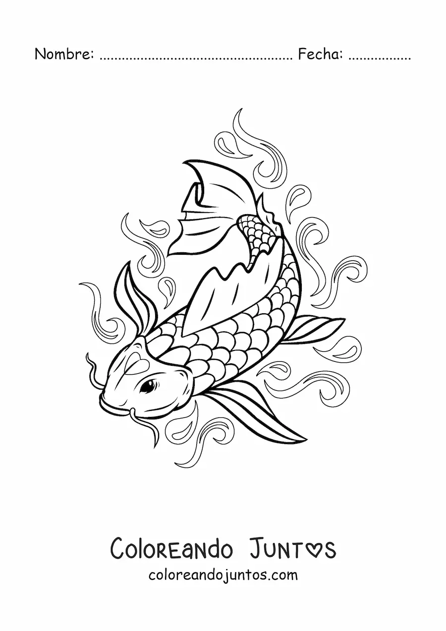 Imagen para colorear de pez koi
