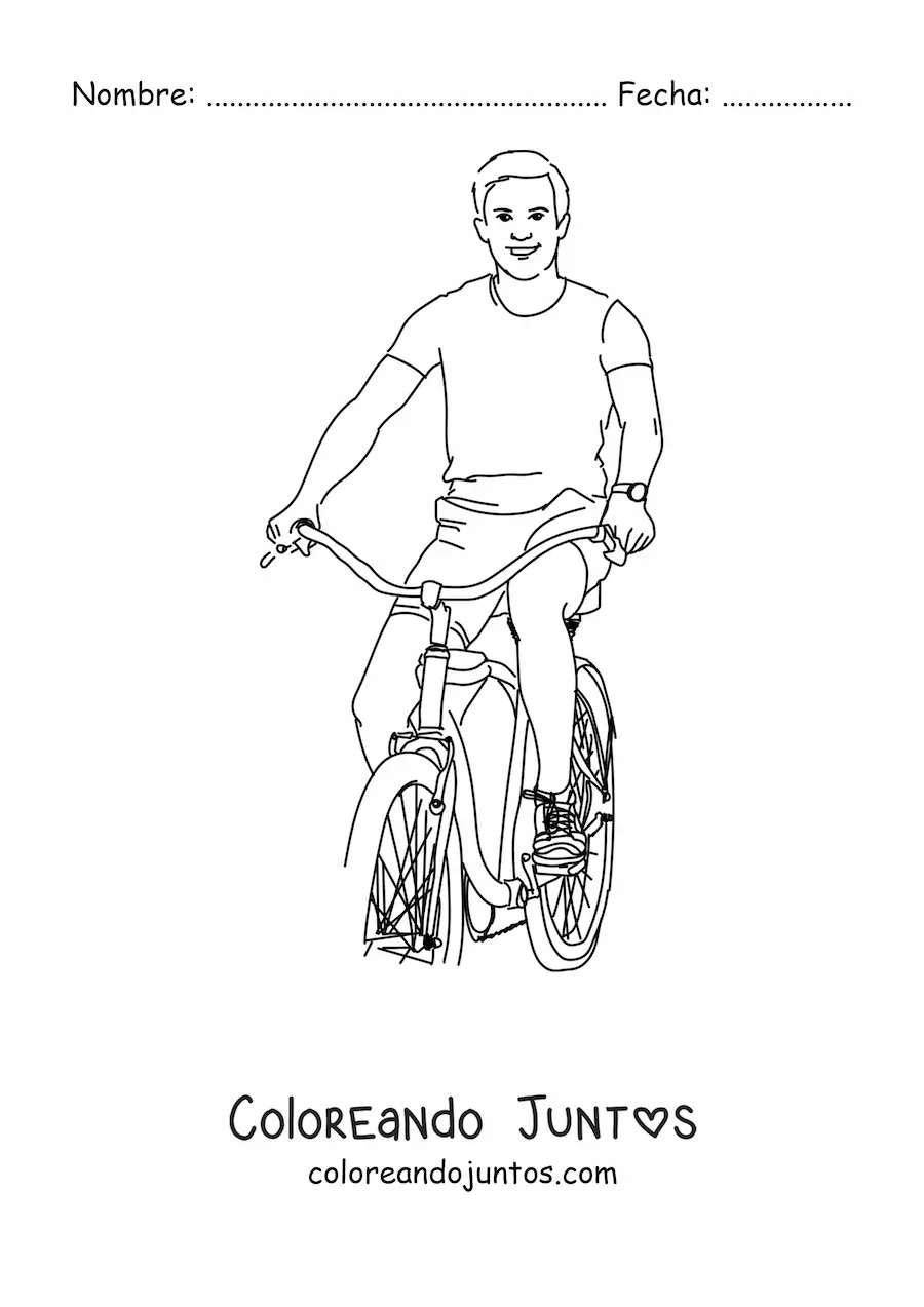 Imagen para colorear de un hombre en bicicleta