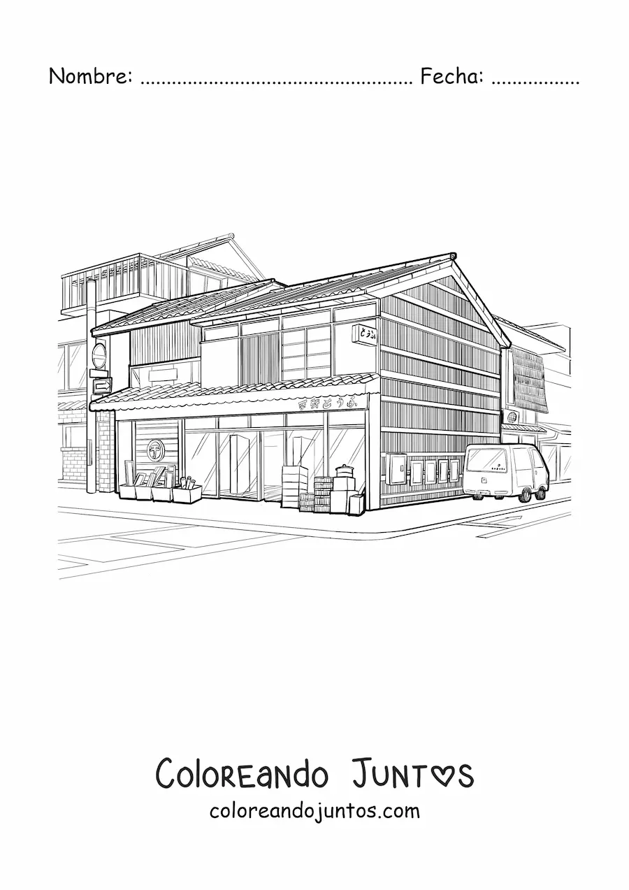 Imagen para colorear de arquitectura japonesa