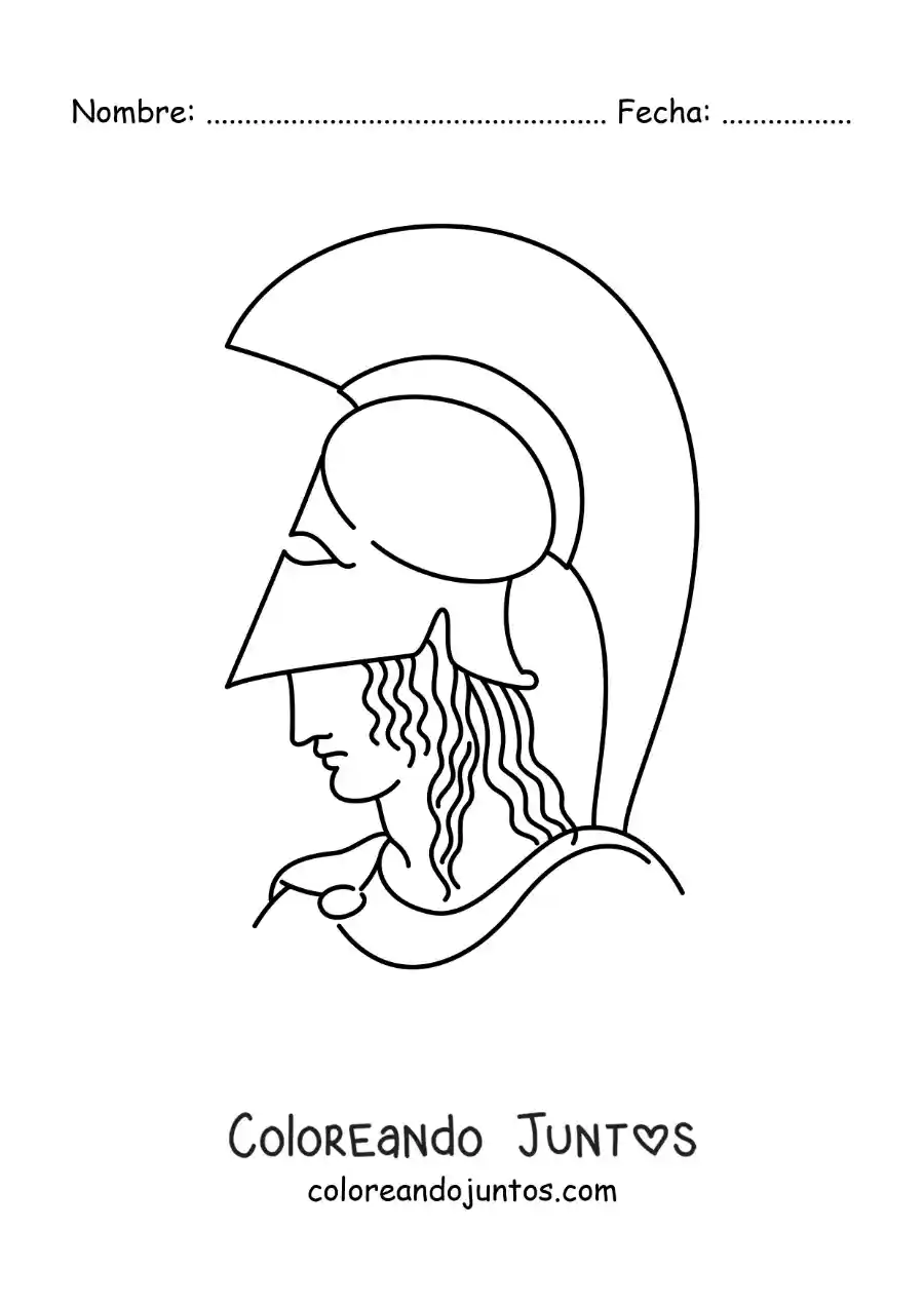 Imagen para colorear de soldado griego con casco