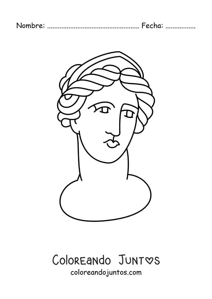 Imagen para colorear de escultura griega de una mujer