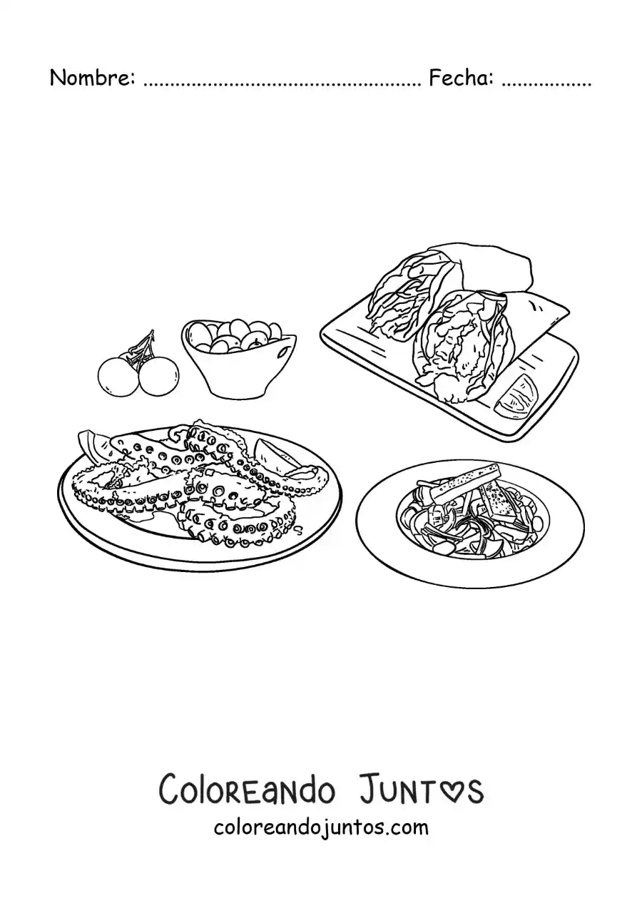 Imagen para colorear de platillos griegos