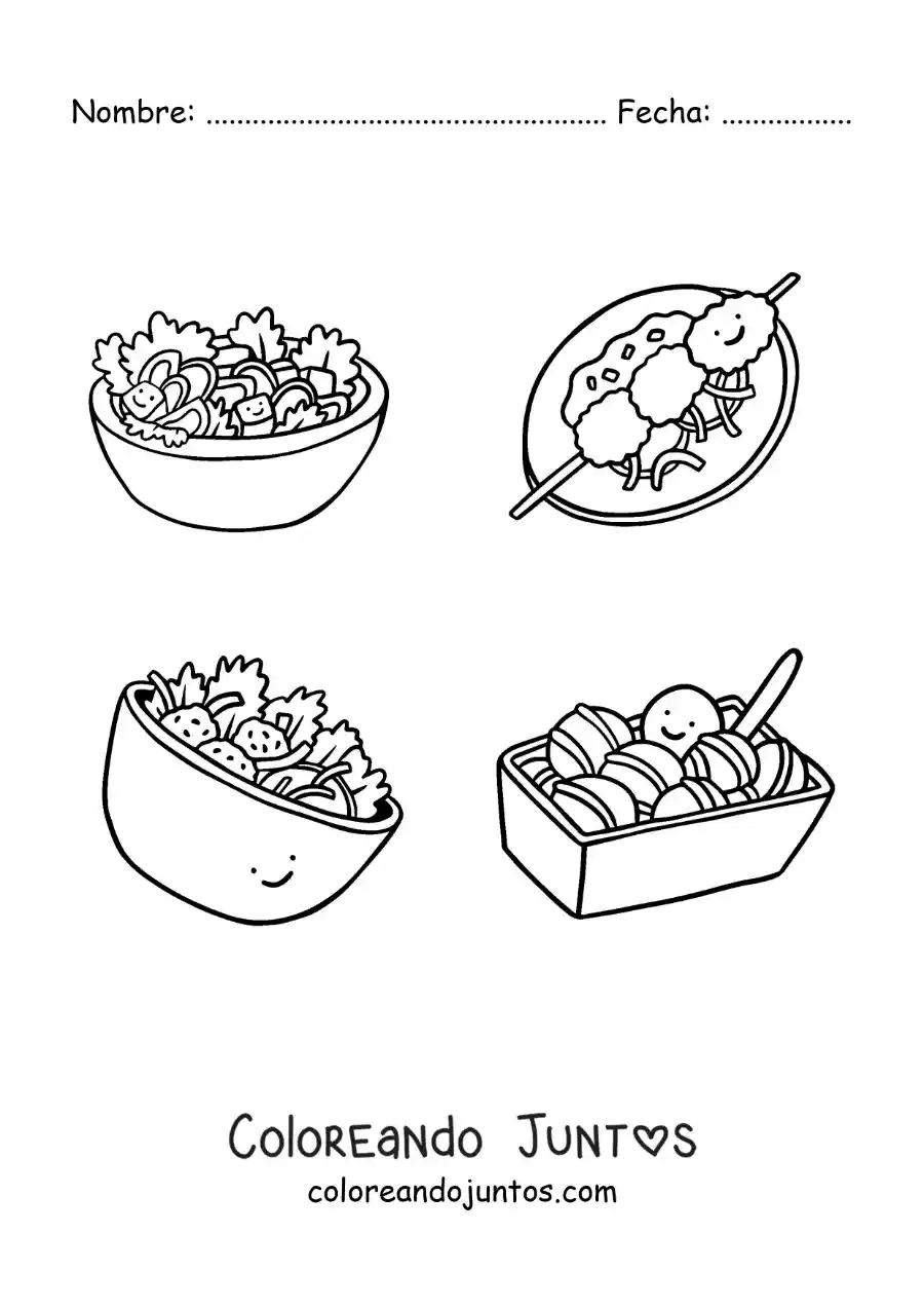 Imagen para colorear de platillos tradicionales de la cultura griega
