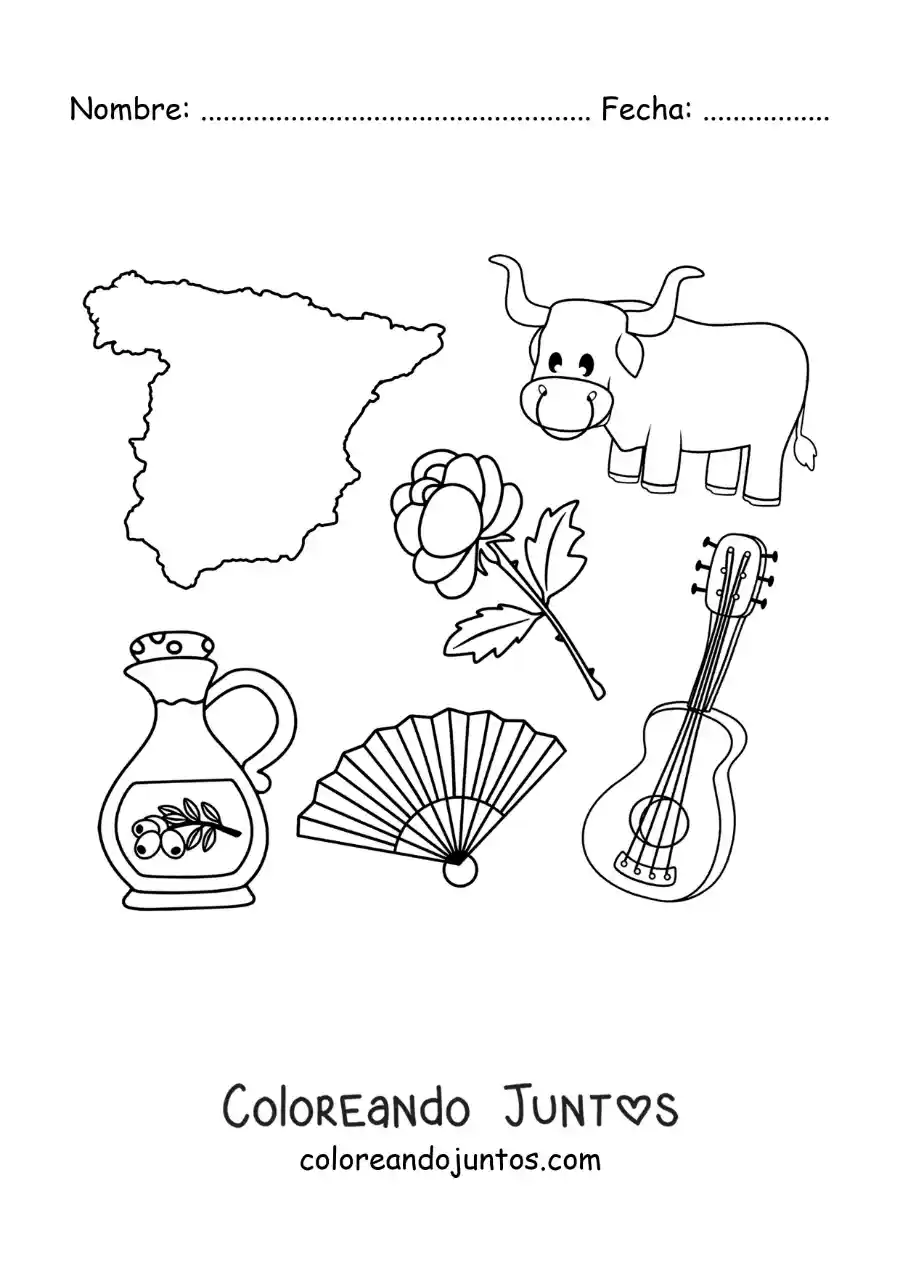 Imagen para colorear de español animado con una paella