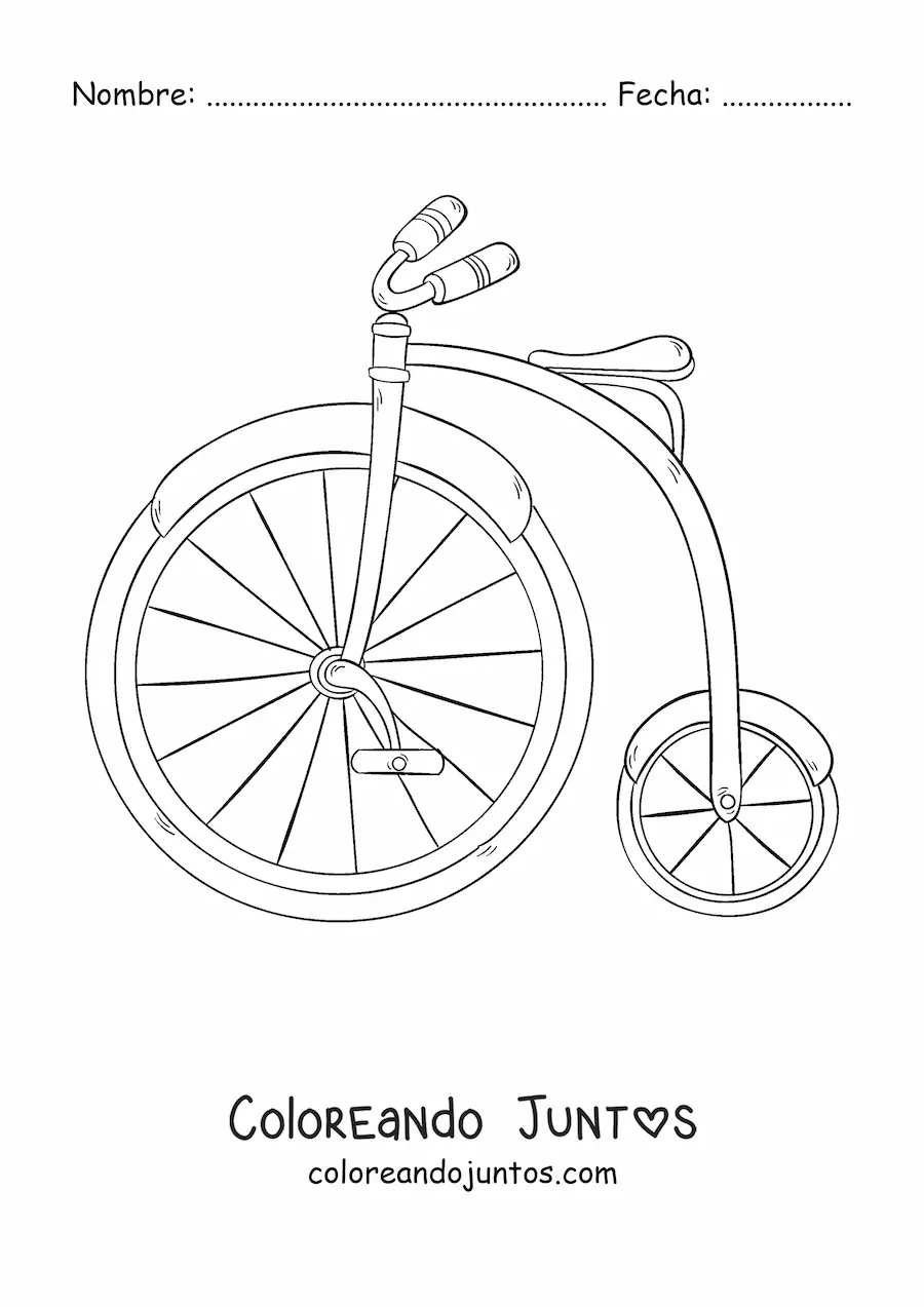 Imagen para colorear de una bicicleta antigua