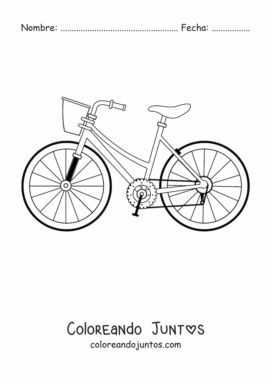 Imagen para colorear de una bicicleta con canasto