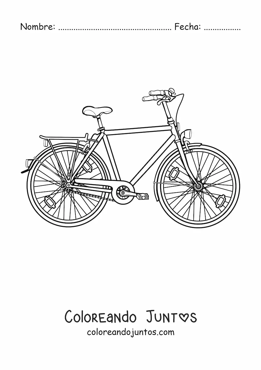 Imagen para colorear de una bicicleta con luz