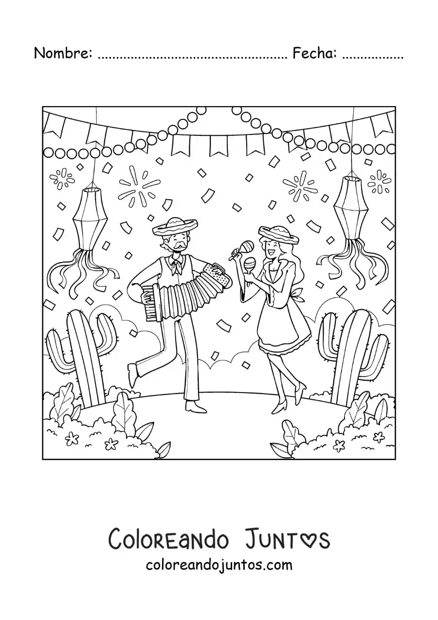 Imagen para colorear de fiestas juninas de brasil