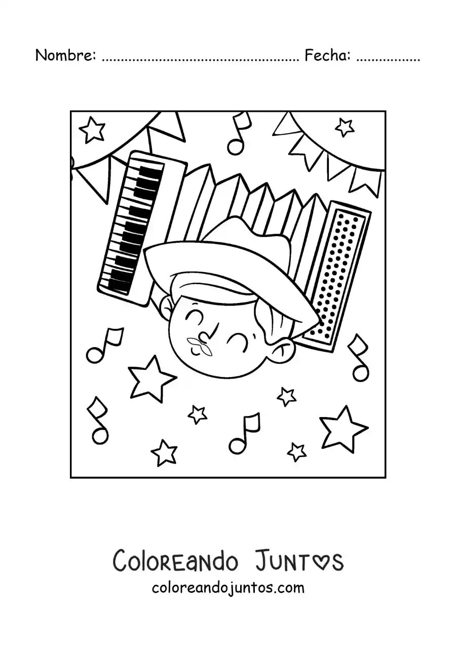 Imagen para colorear de niño de brasil celebrando las fiestas juninas