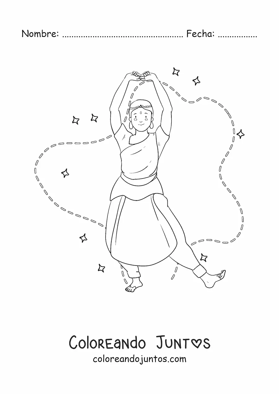 Imagen para colorear de baile de la cultura hindú