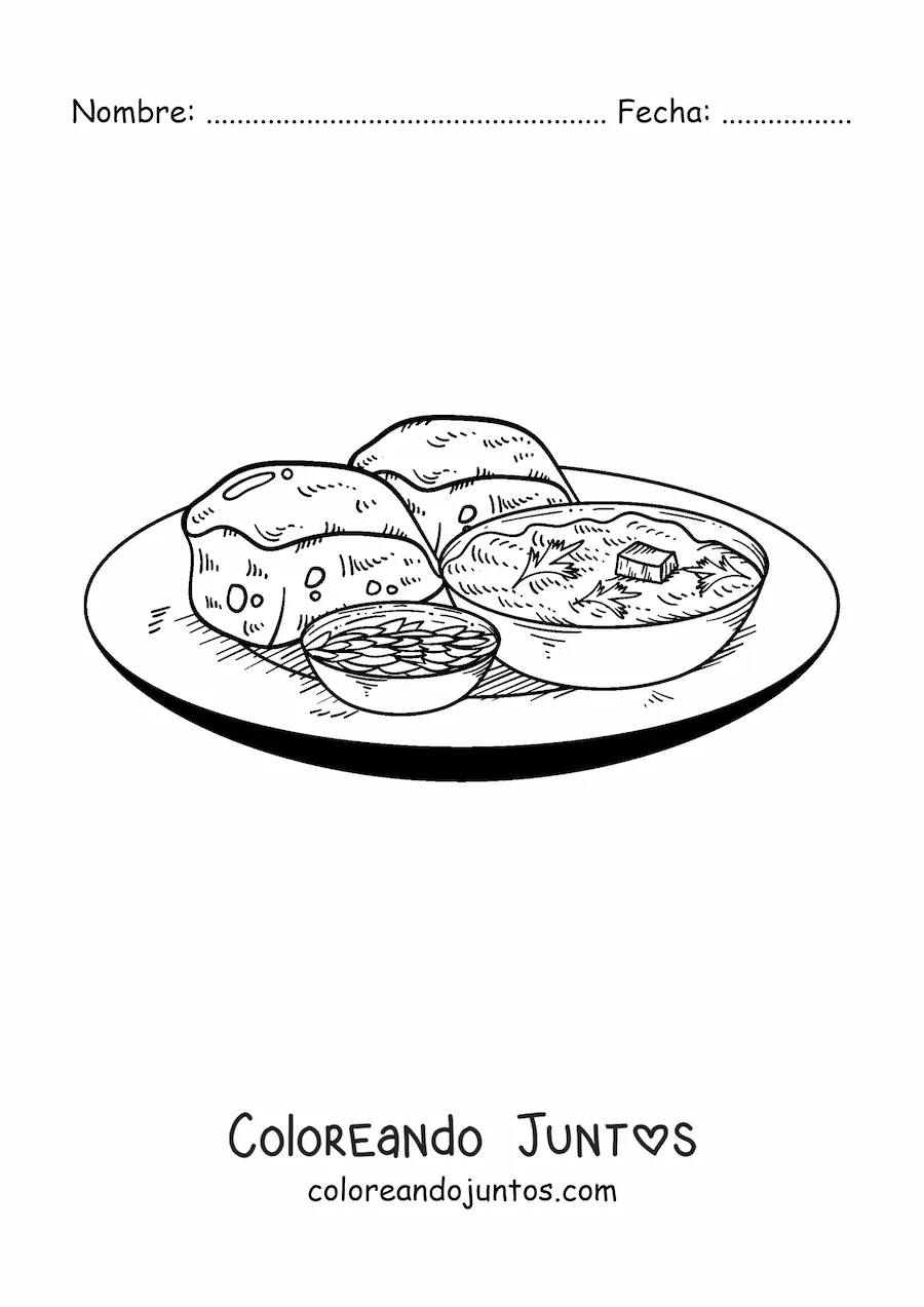 Imagen para colorear de plato de la india
