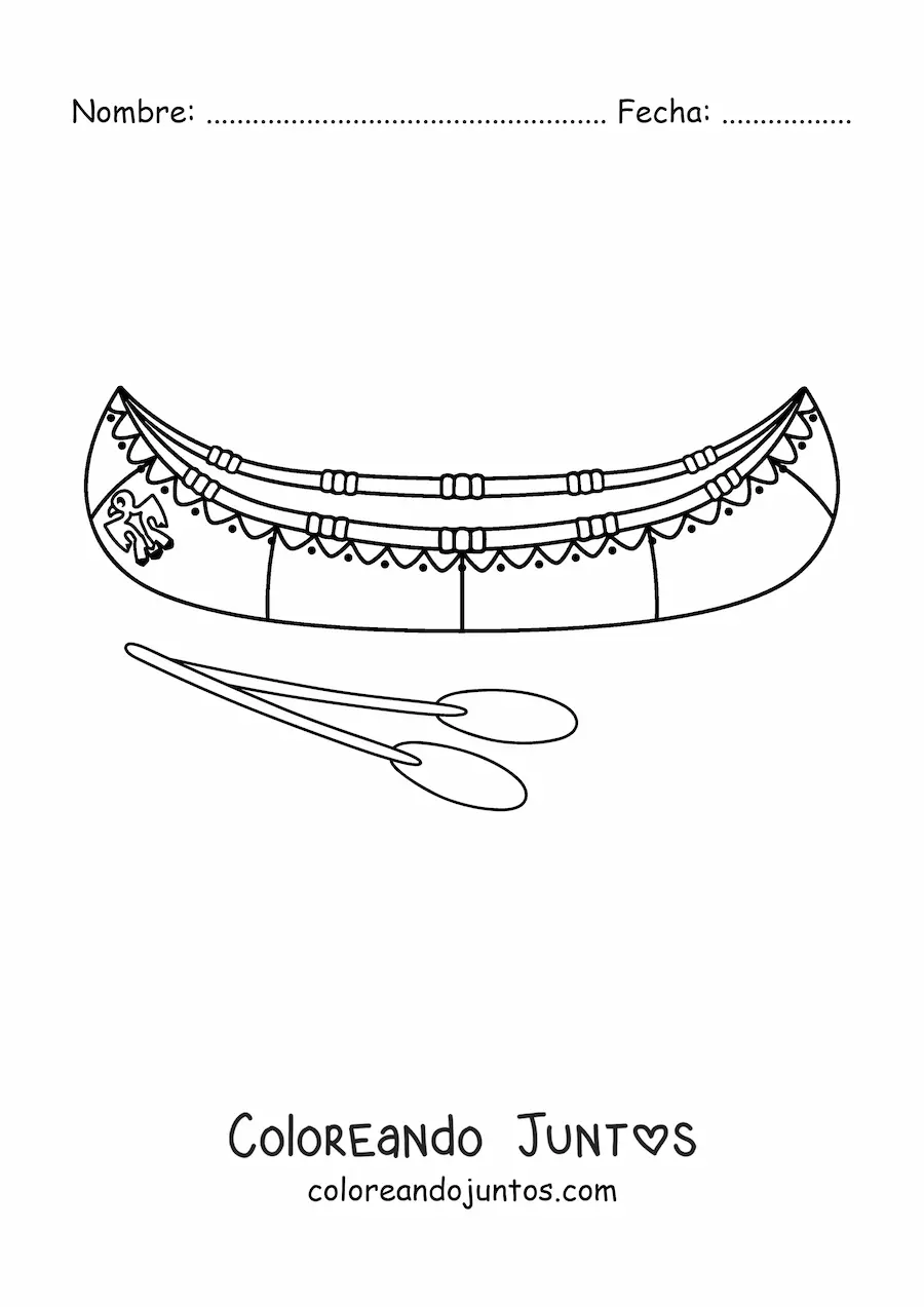 Imagen para colorear de canoa de tribus nativas americanas