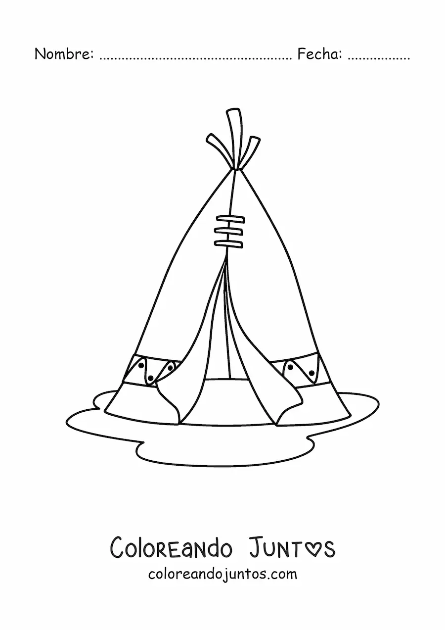 Imagen para colorear de tipi de tribus nativas americanas