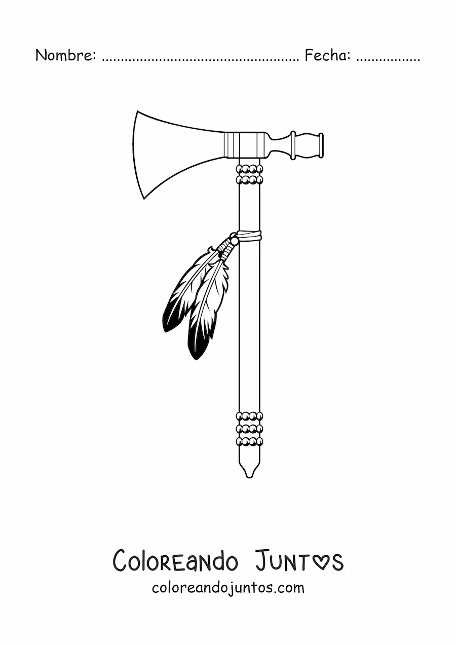 Imagen para colorear de hacha de pueblos nativos americanos