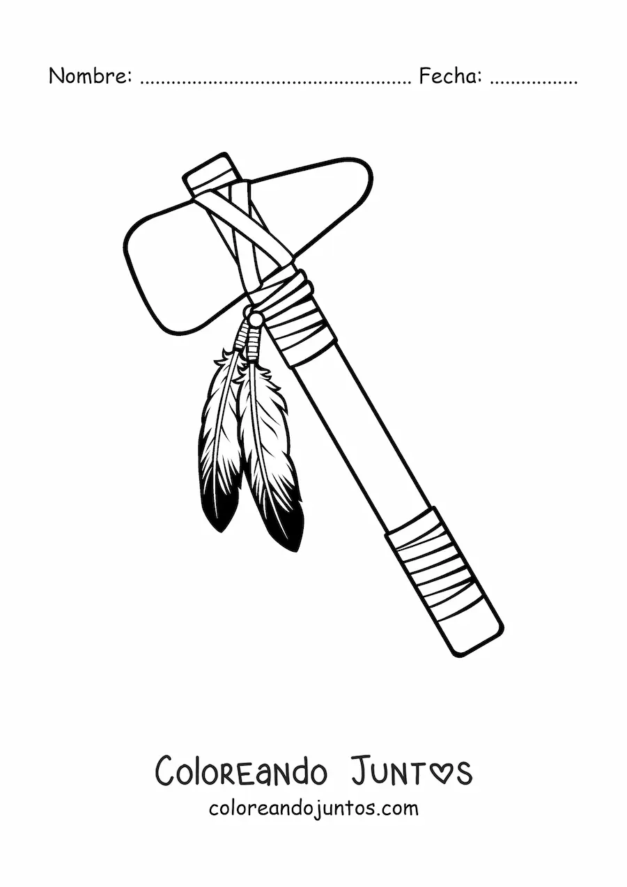 Imagen para colorear de arma de tribus indígenas americanas