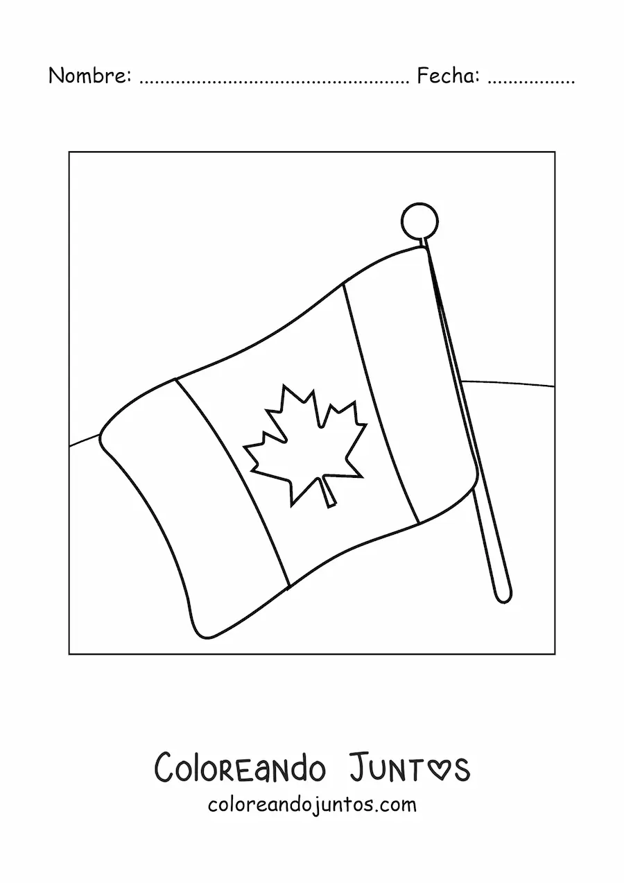 Imagen para colorear de bandera de canadá fácil