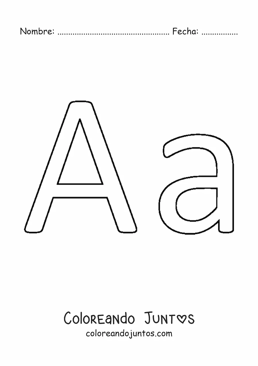 Imagen para colorear de letra a mayúscula y minúscula