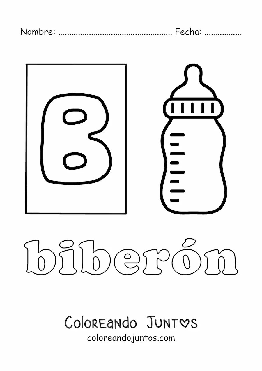 Imagen para colorear de b de biberón