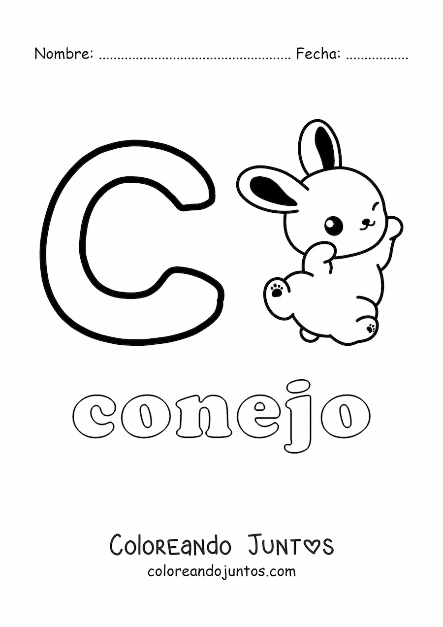 Imagen para colorear de c de conejo