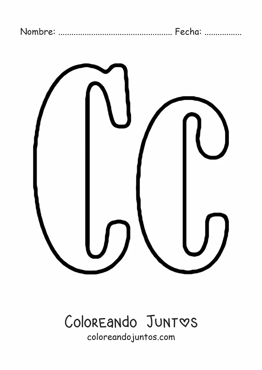 Imagen para colorear de letra c mayúscula y minúscula grande