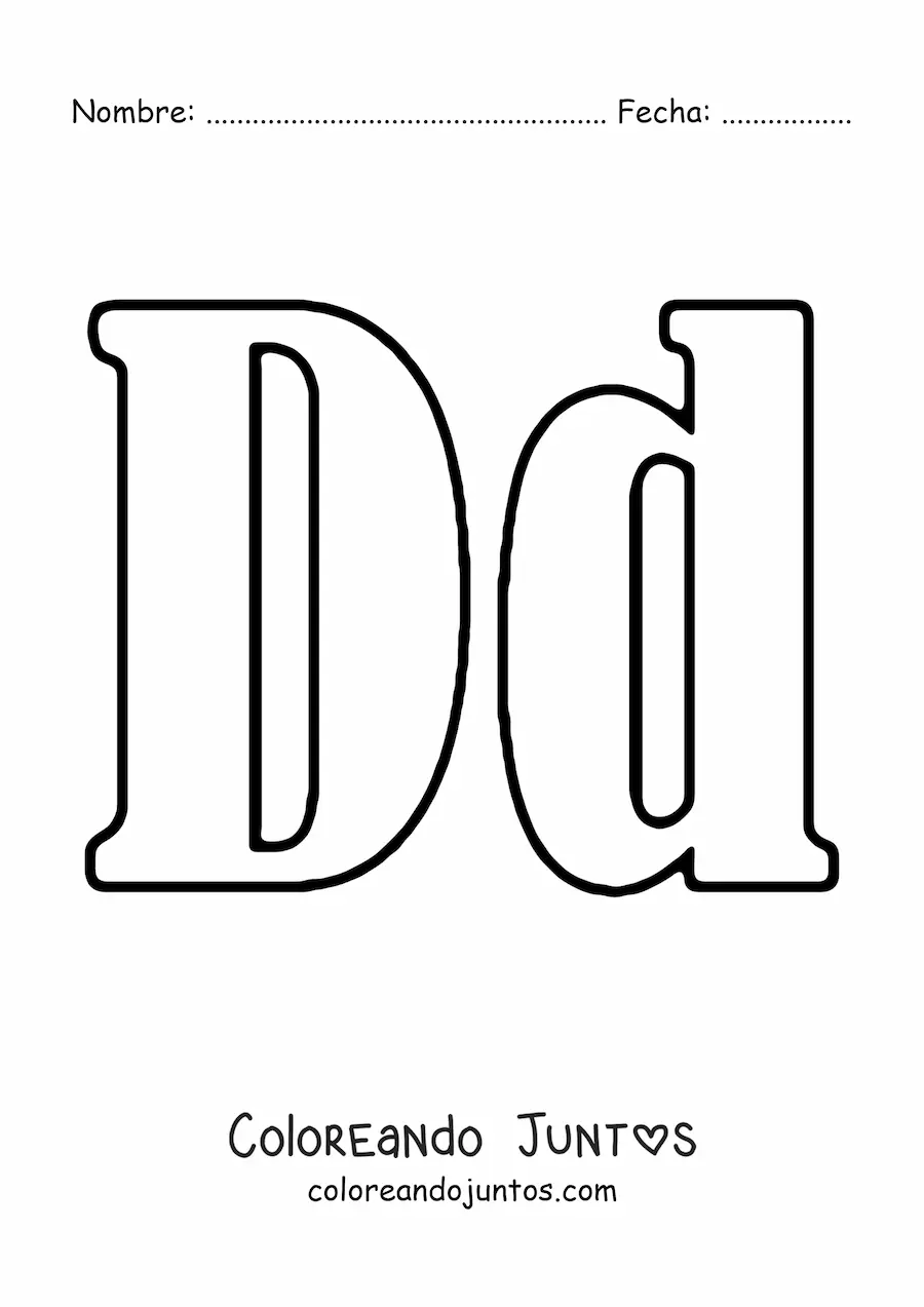 Imagen para colorear de letra d mayúscula y minúscula grande