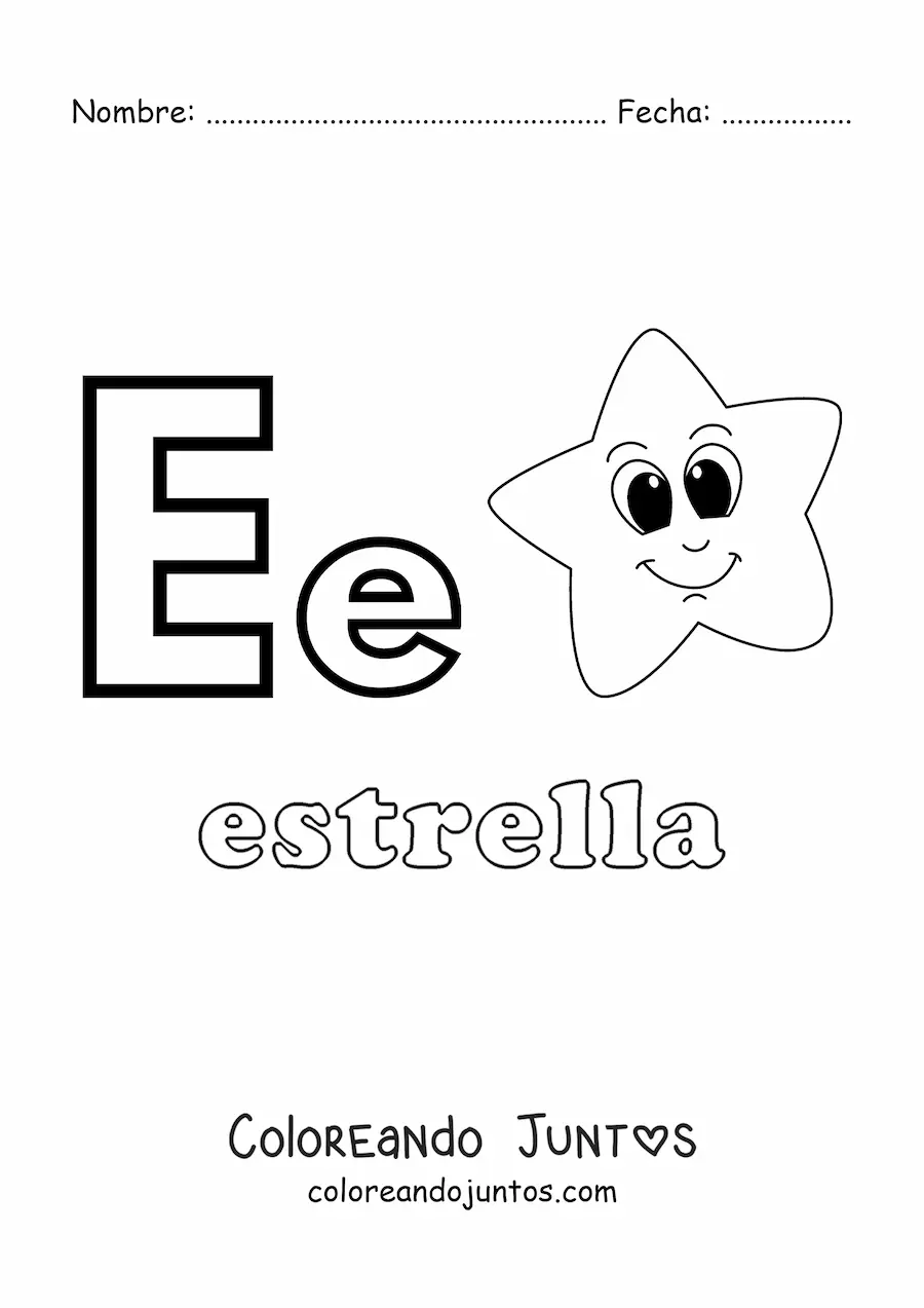 Imagen para colorear de e de estrella