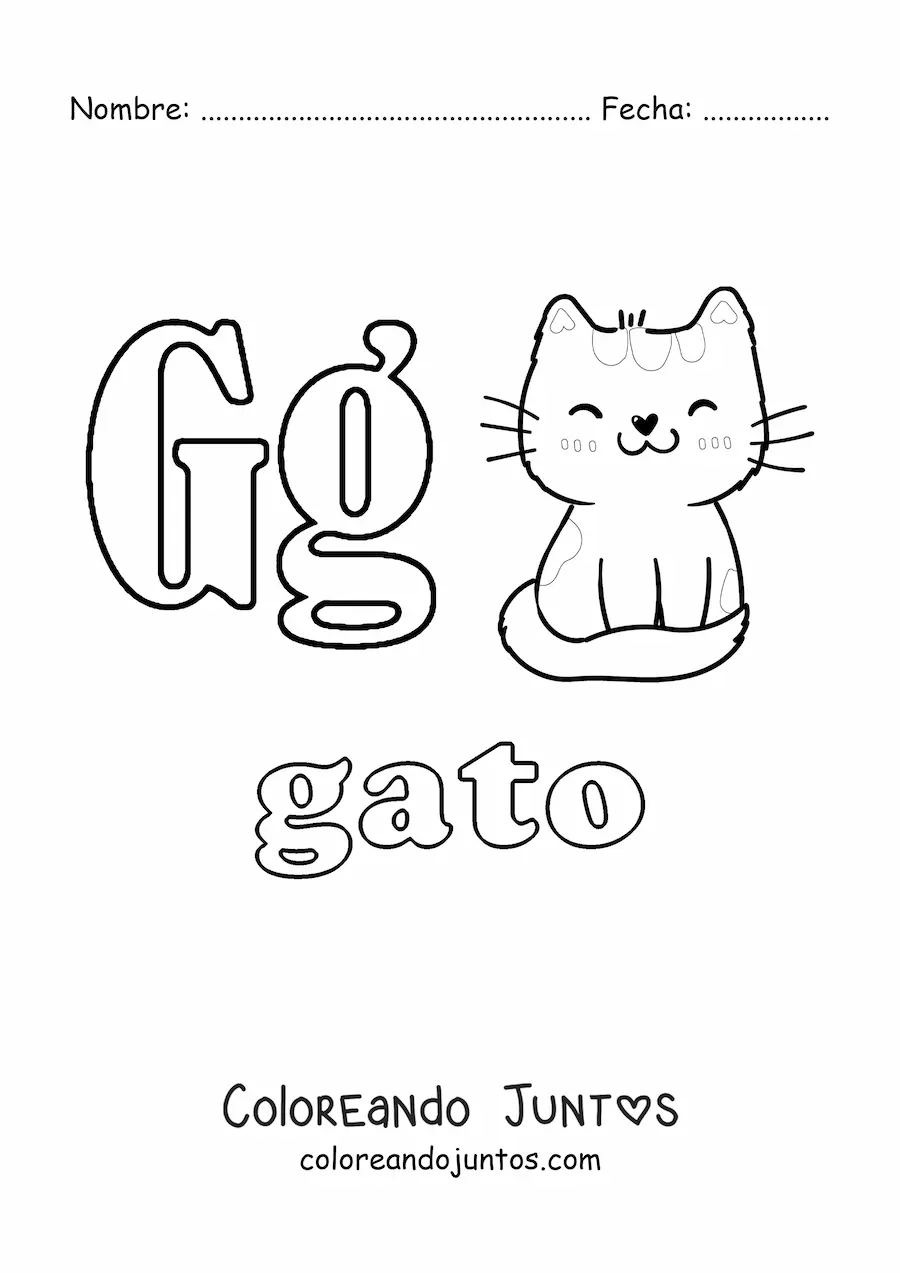 Imagen para colorear de g de gato
