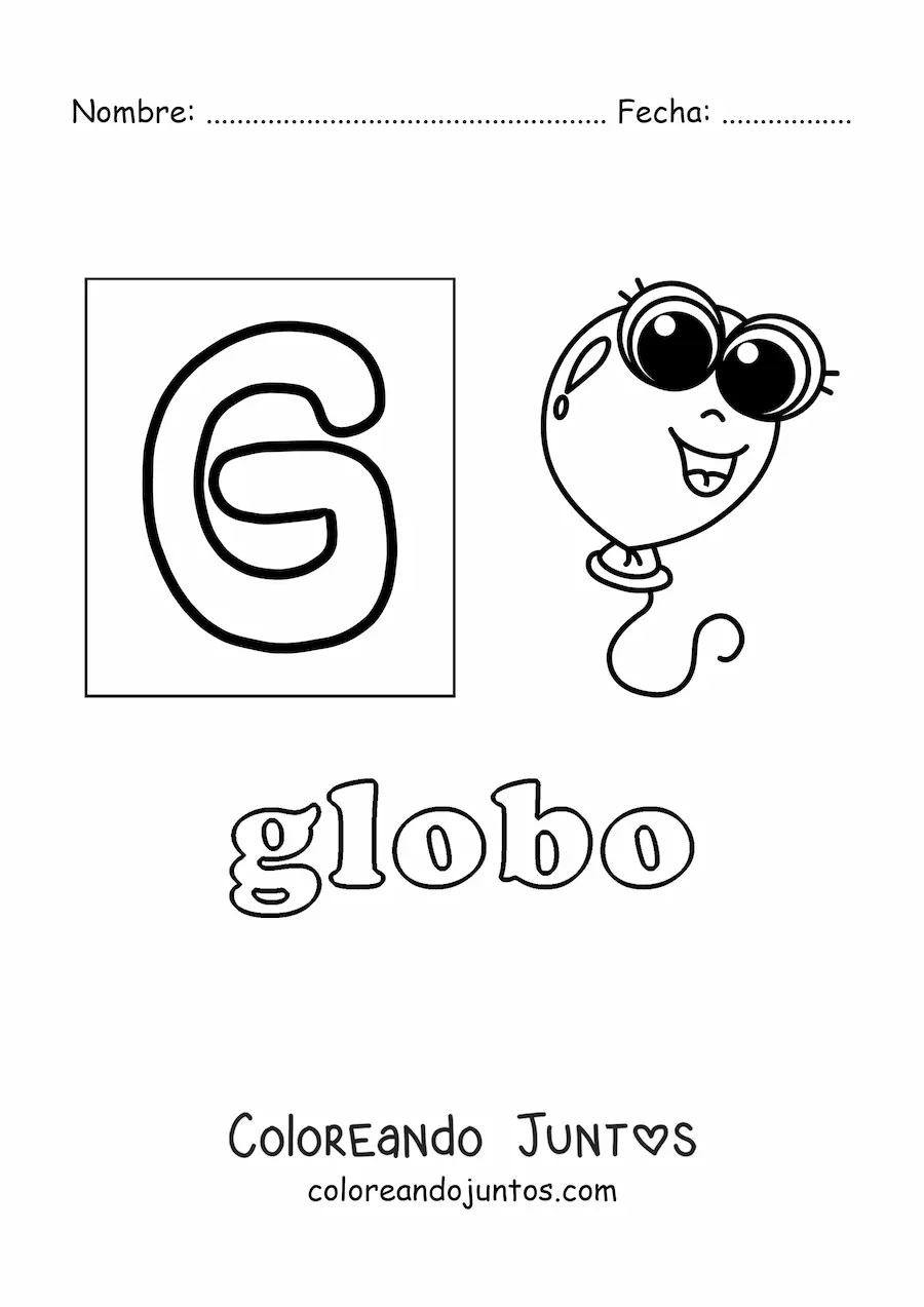 Imagen para colorear de g de globo
