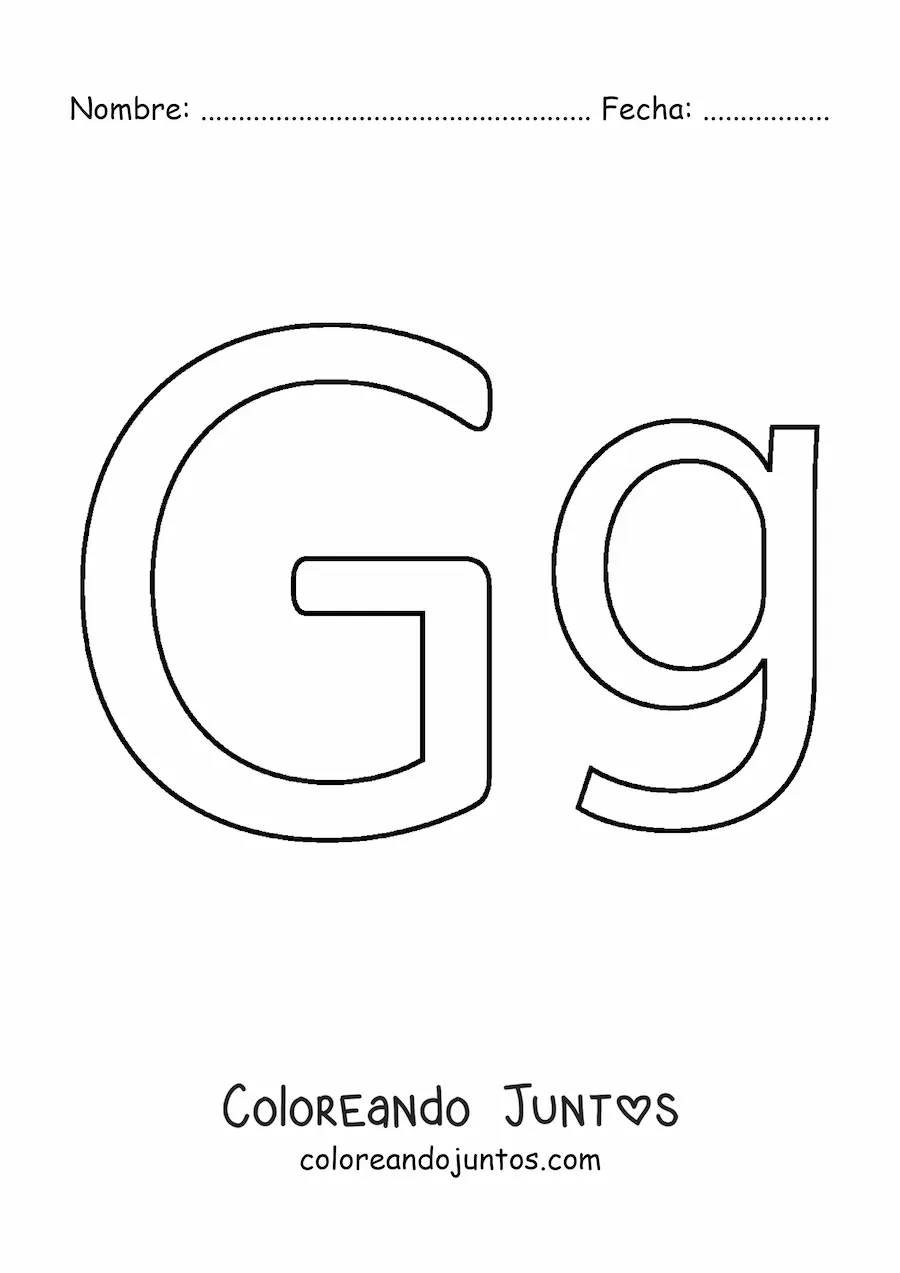 Imagen para colorear de letra g mayúscula y minúscula grande