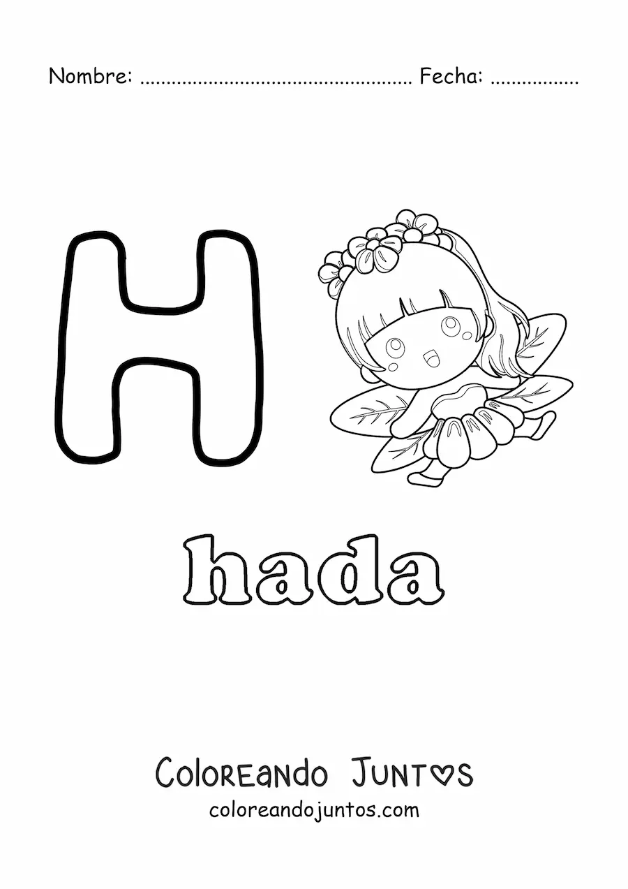 Imagen para colorear de h de hada