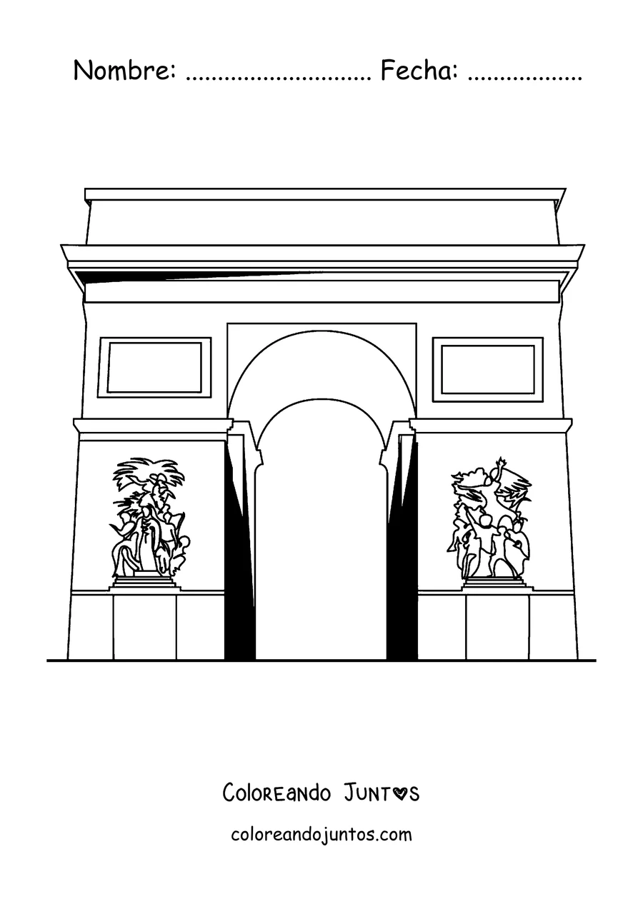 Imagen para colorear del Arco del Triunfo visto de cerca