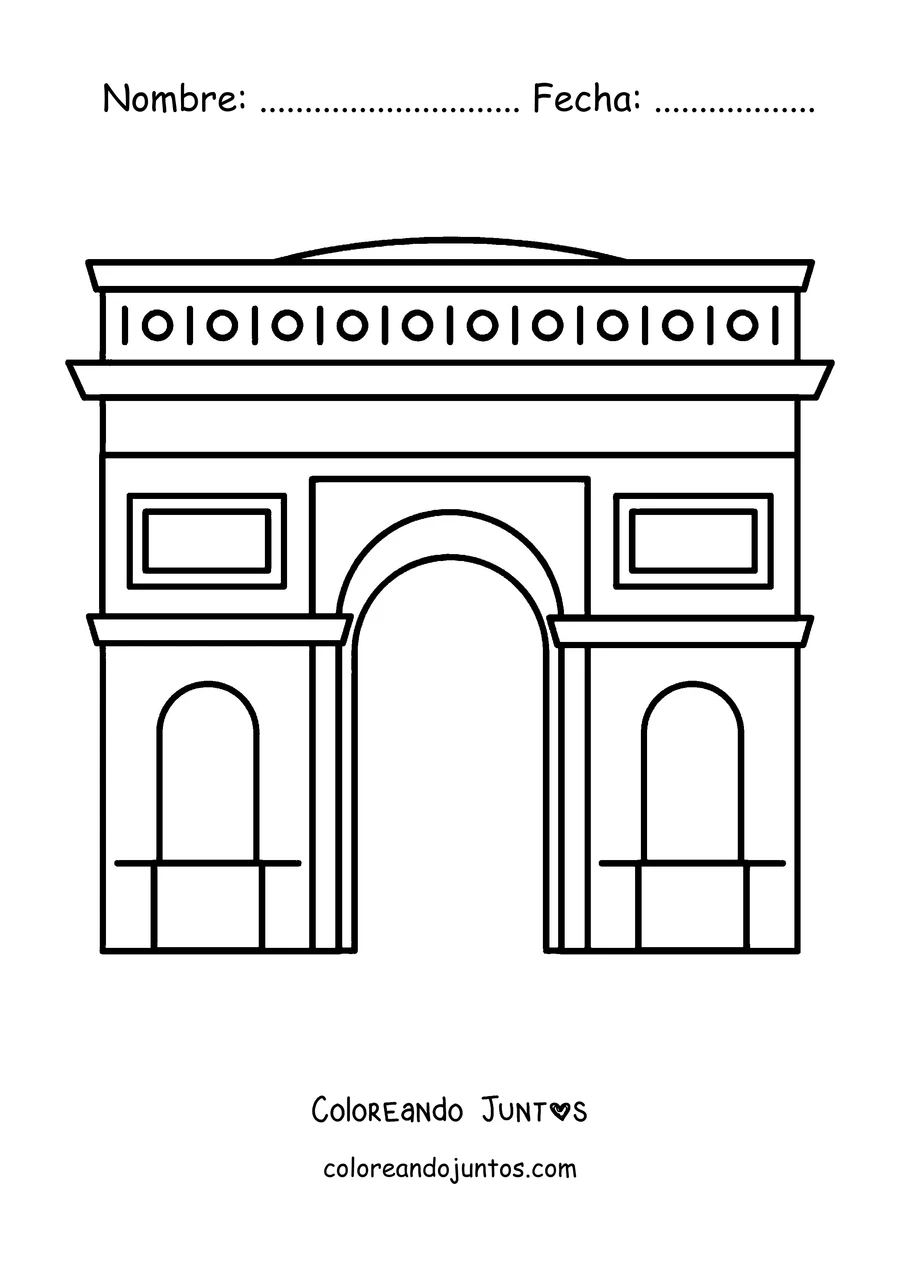 Imagen para colorear del Arco del Triunfo visto de frente
