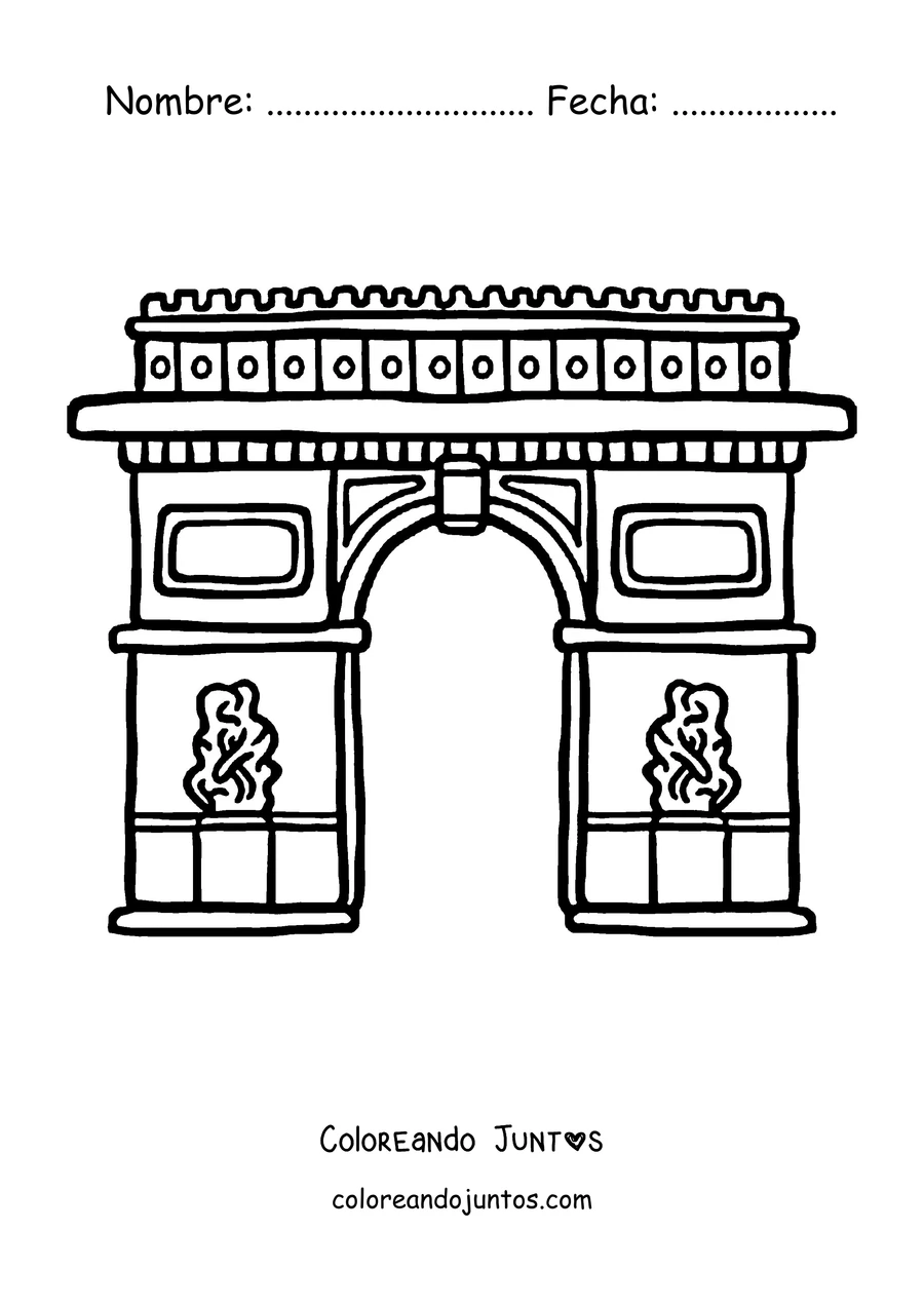 Imagen para colorear del Arco del Triunfo con sus relieves esculpidos