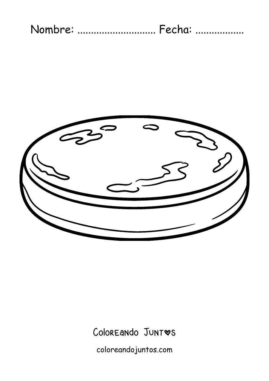 Imagen para colorear de una arepa redonda y clásica