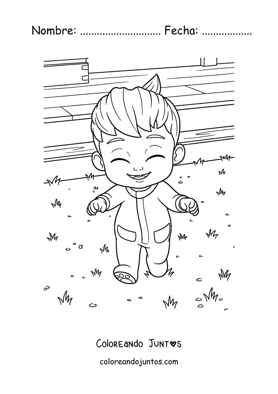 Imagen para colorear de Bebefinn feliz con una gran sonrisa