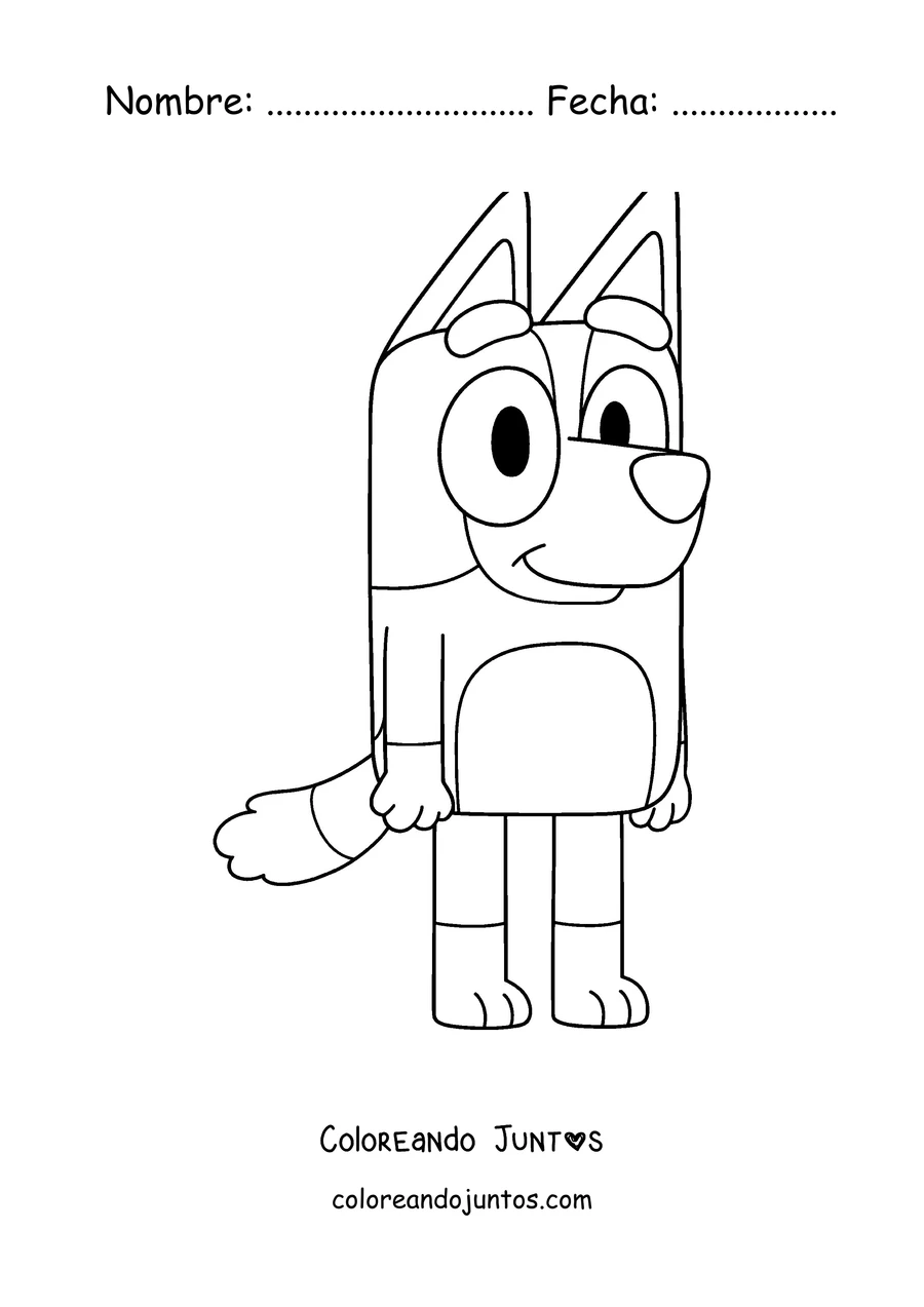 Imagen para colorear de Bingo, la hermana de Bluey, saltando