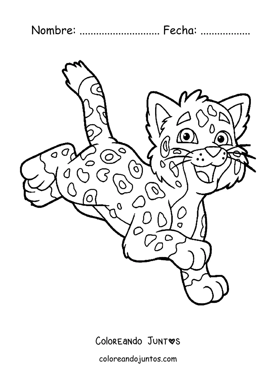 Imagen para colorear de un cachorro de guepardo corriendo