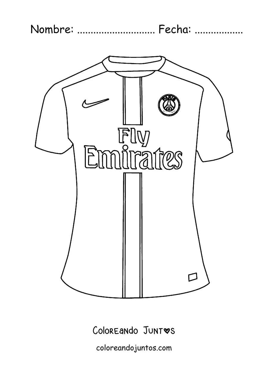 Imagen para colorear de la camiseta del PSG