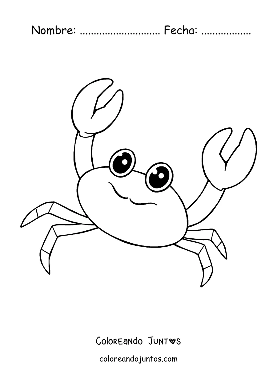 Imagen para colorear de un cangrejo de dibujos animados sonriendo