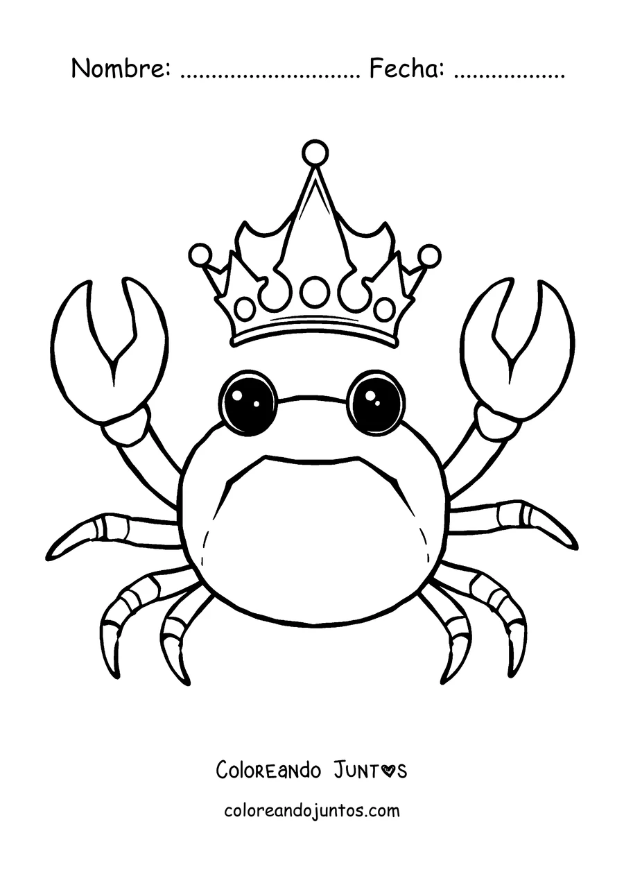 Imagen para colorear de un cangrejo con una corona de rey