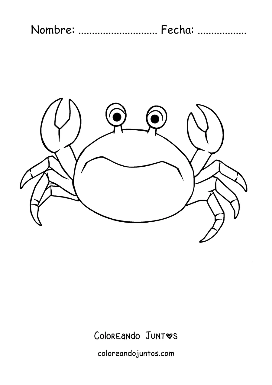 Imagen para colorear de un cangrejo grande con las pinzas en alto