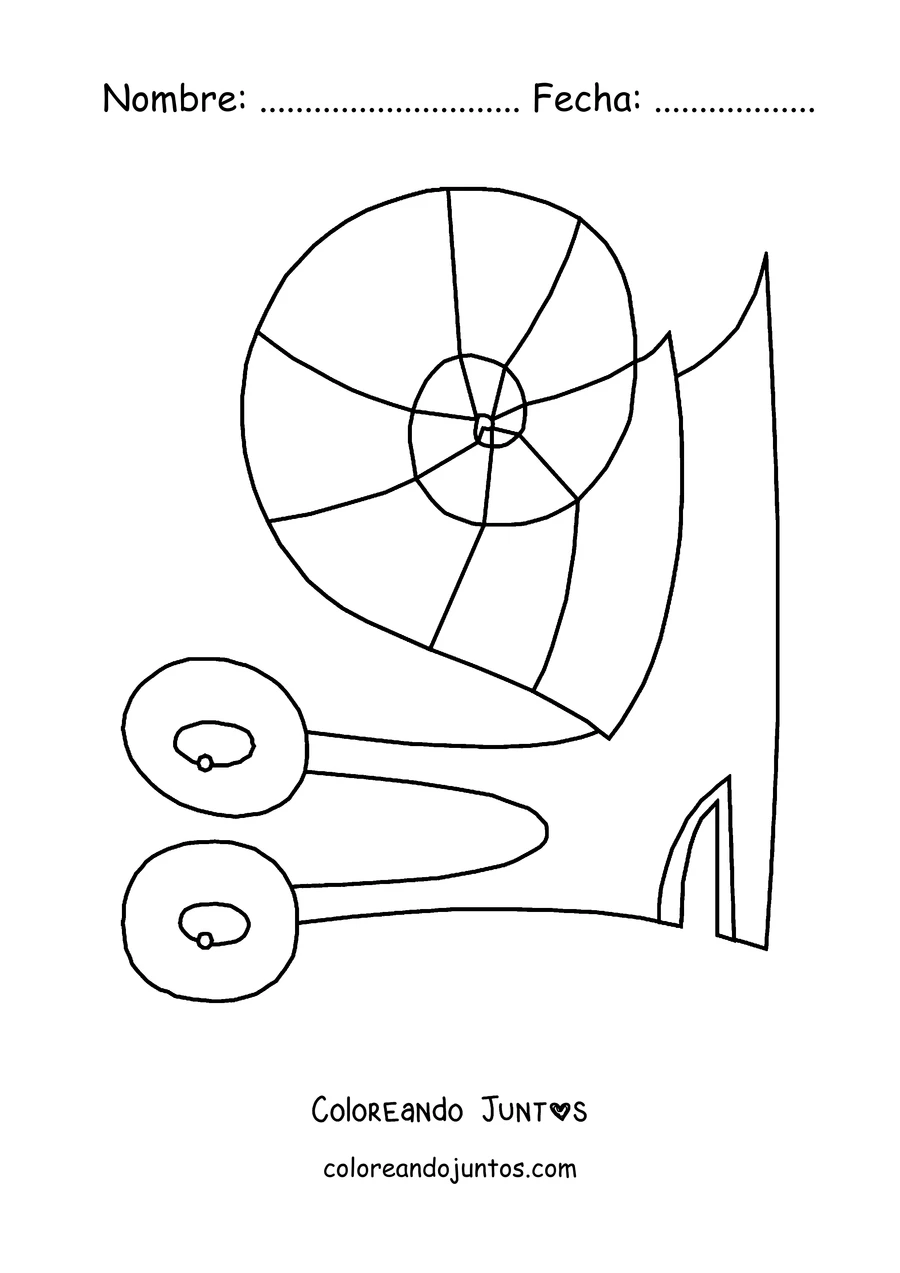 Imagen para colorear de un caracol grande con la concha enroscada