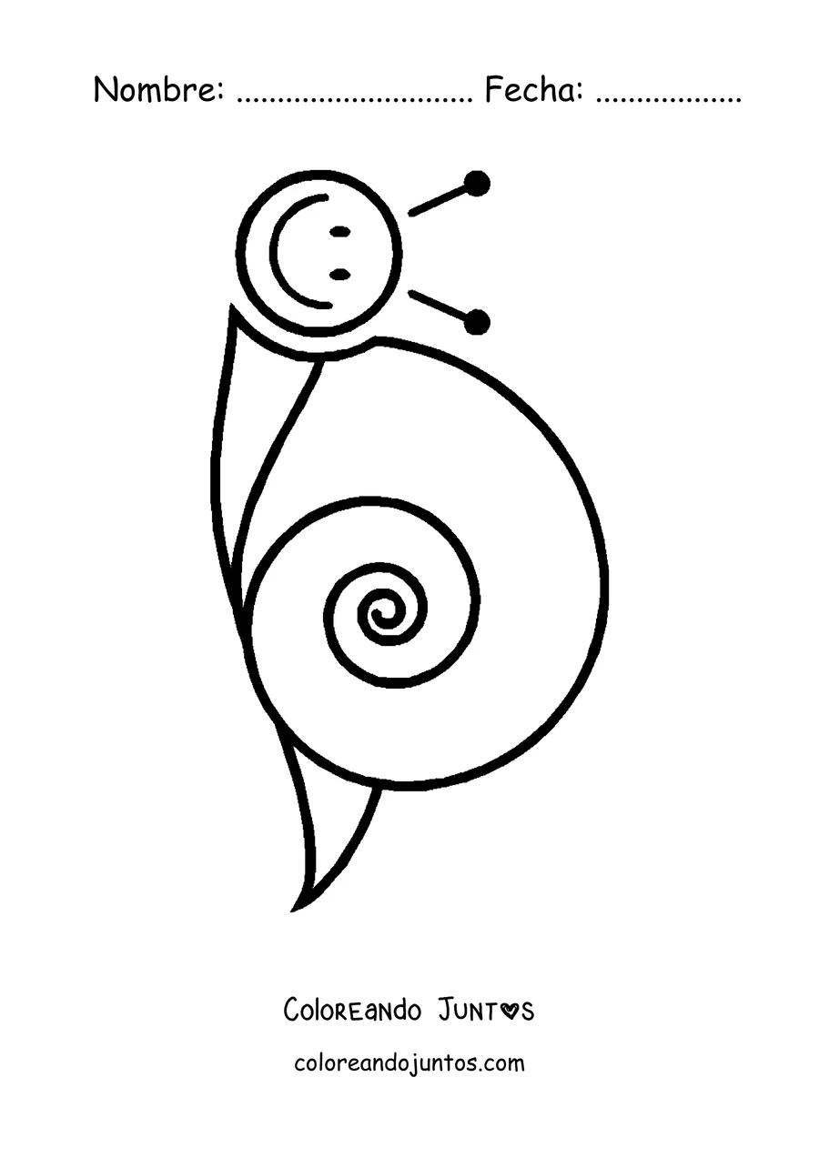 Imagen para colorear de un caracol parado con su concha en espiral