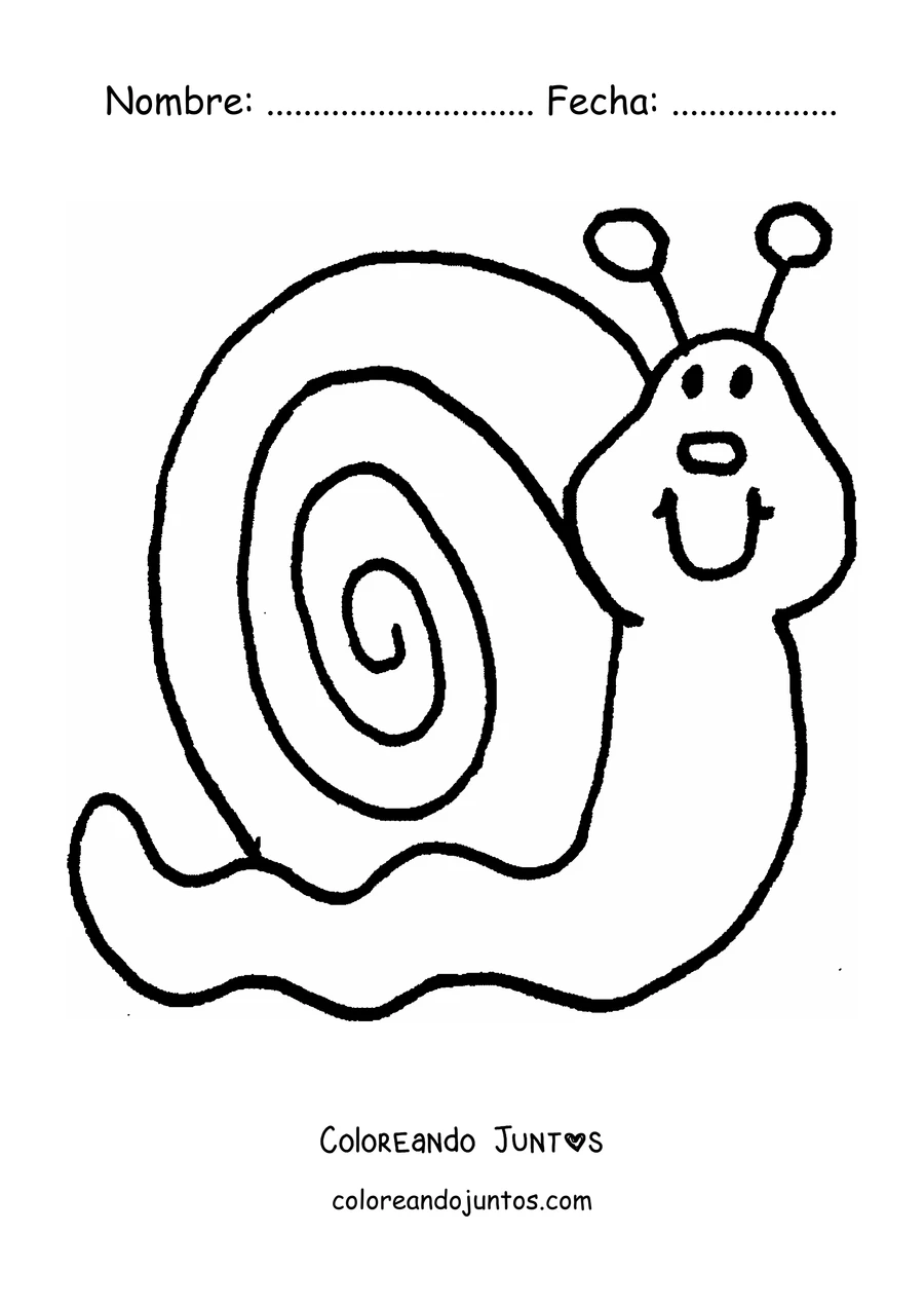 Imagen para colorear de un caracol regordete con la concha redonda