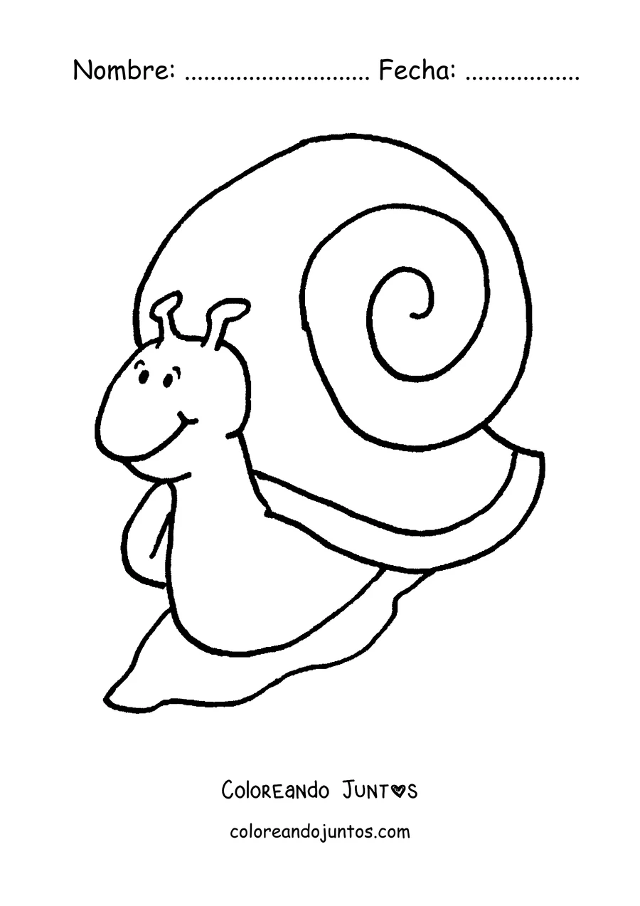 Imagen para colorear de un caracol de historieta con una gran sonrisa
