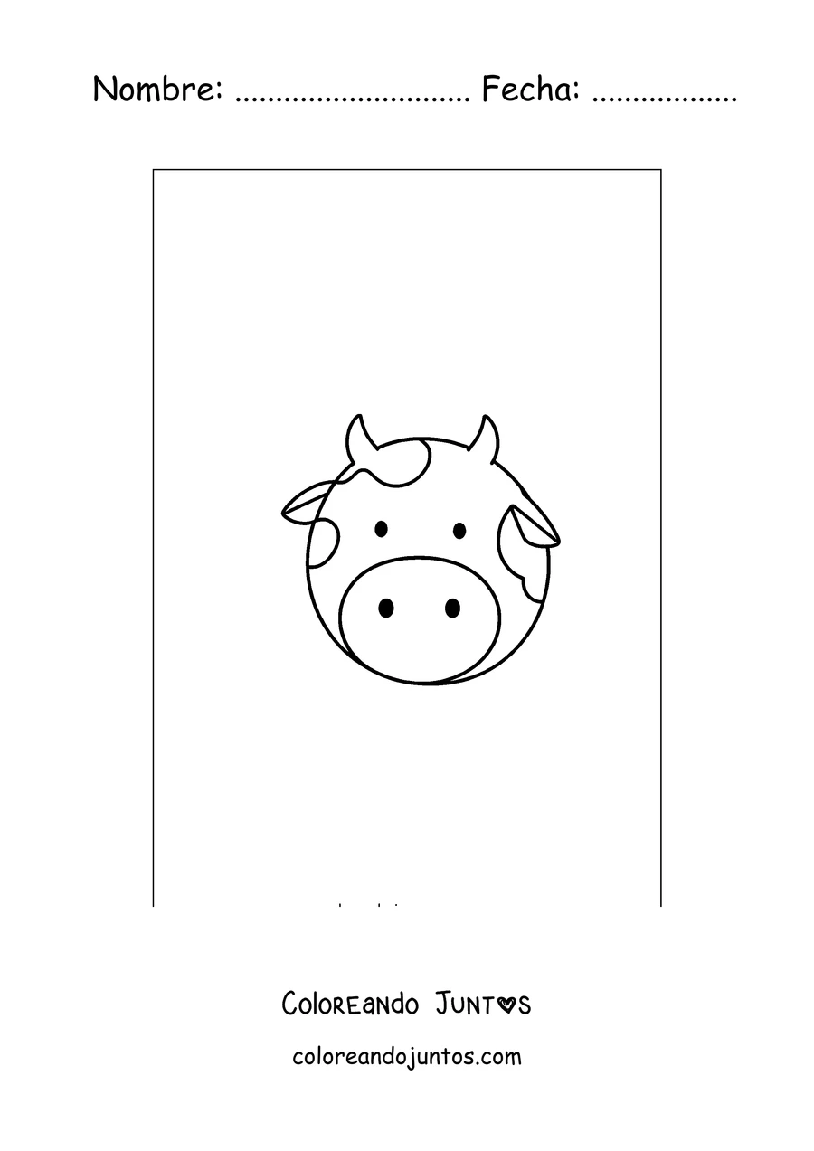 Imagen para colorear de carita de vaca de dibujo animado