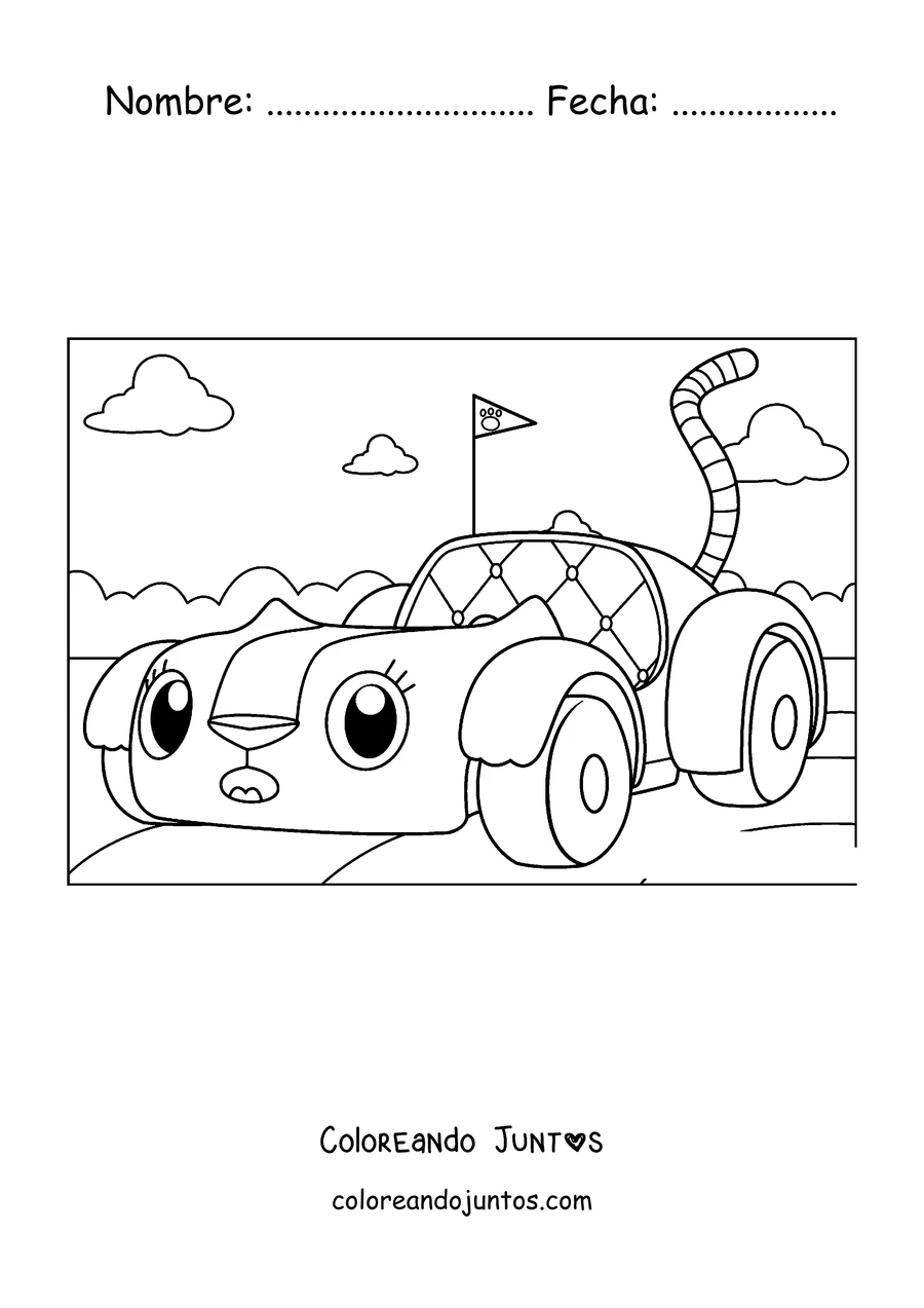 Imagen para colorear de Carlita, el auto gatito de Gabby