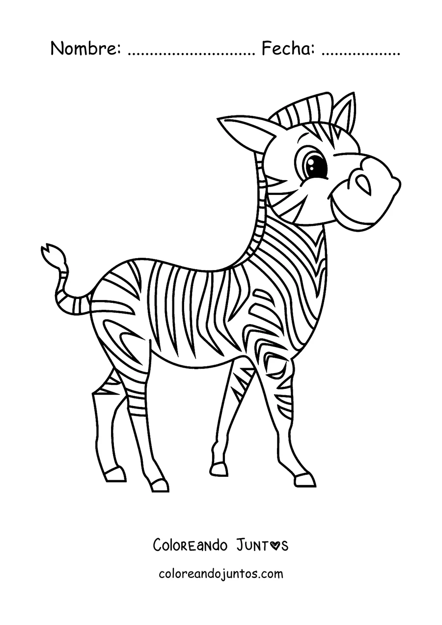 Imagen para colorear de una cebra de dibujo animado
