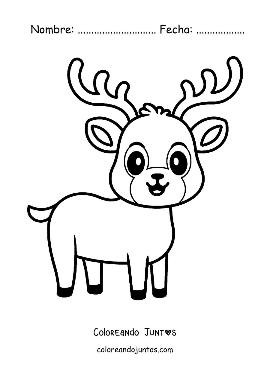 Imagen para colorear de un cervatillo tierno visto de frente