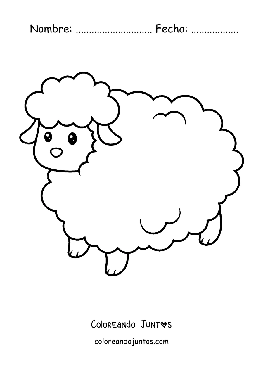 Imagen para colorear de corderito de pie